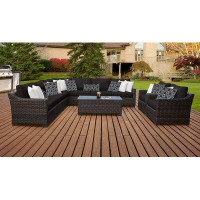 kathy ireland Homes & Gardens by TK Classics River Brook 10 Piece Outdoor Wicker Patio Furniture Set 10a