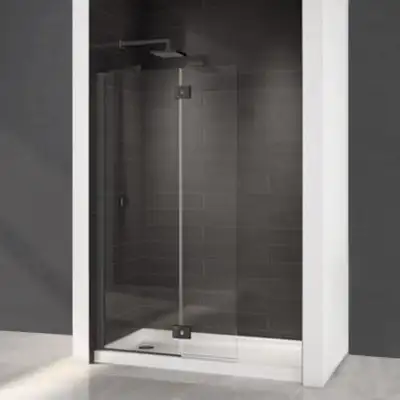 44x80 10mm Shower Shield in Clear Glass (Available in 3 Finishes Chrome, Matte Black or Brushed Nickel) AHS Shower Door