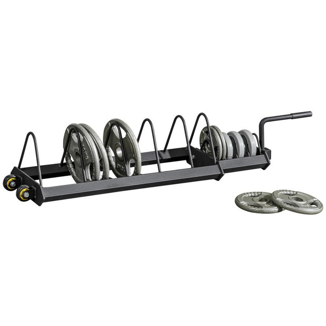 HORIZONTAL WEIGHT RACK, WEIGHT PLATE RACK HOLDER, BUMPER PLATE STORAGE WITH TRANSPORT WHEELS AND HANDLE FOR HOME GYM in Exercise Equipment