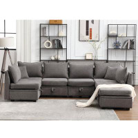 Latitude Run® Versatile 7-seat Modular Sectional Sofa: Convertible U-shape With Storage, Sleeper Set For Living Room (gr