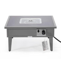 Corrigan Studio Corrigan Studio Walbrooke Modern Grey Square Patio Fire Pit Table With Wind Guard — Outdoor Tables & Tab