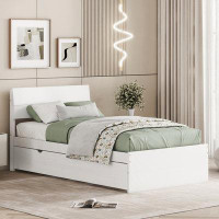 Latitude Run® Twin Bed Frame (White+Oak)