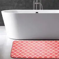 Ebern Designs Kalopsida Printed Flannel Rectangle Memory Foam Geometric Bath Mat