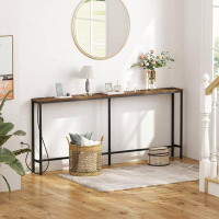 17 Stories 17 Stories 70 Inch Console Table With Outlet, Sofa Table With Charging Station, Narrow Entryway Table, Skinny