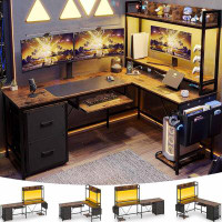 17 Stories Tashfeen 19.7'' W L-Shaped Computer Desk with and Cabinet