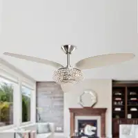 House of Hampton 52" Altabelli 3 - Blade Standard Crystal Ceiling Fan with Remote Control and Light Included