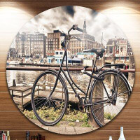 Made in Canada - Design Art 'Bike Over Bridge in Amsterdam' Photographic Print on Metal