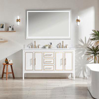 Audiohome AHYKK-W1826S00001 - 60'' Freestanding Double Bathroom Vanity With Engineered Marble Top