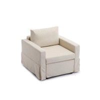 Ebern Designs Single Seat Module Sofa Sectional Couch Seat Cushion and Back Cushion Removable and Washable,Cream