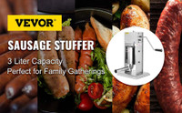 Free Fast Shipping !! Manual Sausage Stuffer Maker 3L Capacity Two Speed Vertical Meat Filler Stainless Steel with 5 Stu