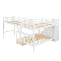 Harriet Bee Twin Over Full L-Shaped Bunk Bed With 3 Drawers
