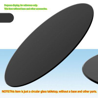 MUNGO Round Polished Edge,Round Tempered Glass Table Top,Black Glass 0.24"(6Mm) Thick,30"760Mm)