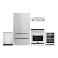 Cosmo 5 Piece Kitchen Package with 30" Freestanding Gas Range  30" Under Cabinet 24" Built-in Fully Integrated Dishwashe