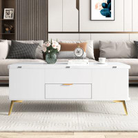 Mercer41 Modern Lift Top Coffee Table Multi Functional Table With Drawers In  White