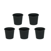 Ebern Designs 6.3'' Round Garden Plastic Plant Pots with Drainage, Black (Set of 5)