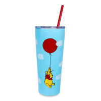 Silver Buffalo Pooh 22 oz. Double Wall Stainless Steel Tumbler with Straw