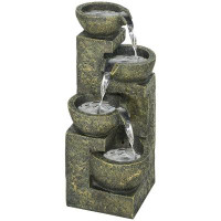 Outsunny Outdoor Fountain with Adjustable Flow, Stone Look
