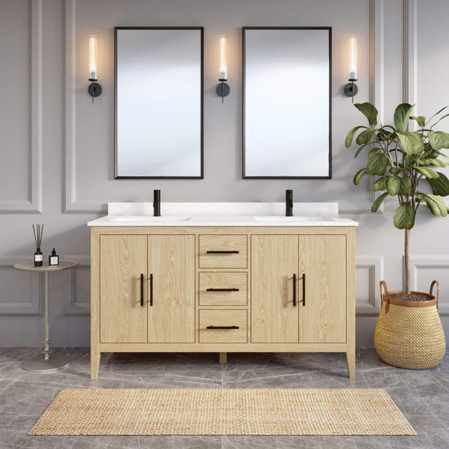 Auora 36, 42 & 60 In Bathroom Vanity/ Diamond Quartz CT & Drawer Organizer in 3 Finishes ( Espresso or White Oak ) ABSB in Plumbing, Sinks, Toilets & Showers - Image 3