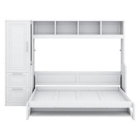 Everly Quinn Full Size Murphy Bed Wall Bed With Closet And Drawers