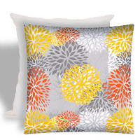 East Urban Home 17" X 17" Grey And White Zippered Floral Throw Indoor Outdoor Pillow