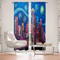 East Urban Home Lined Window Curtains 2-panel Set for Window Size by Markus - Starry Night Seattle