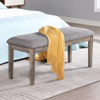 Winston Porter 100% Linen Rubberwood Upholstered Bench