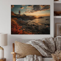 Dovecove Rhode Island Lighthouse Landscape On Wood Print