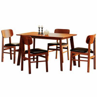 Latitude Run® 5 Pieces Dining Table Set 1 Dining Table And 4 Chairs Rustic Retro Solid Rubberwood Table And Breakfast Up