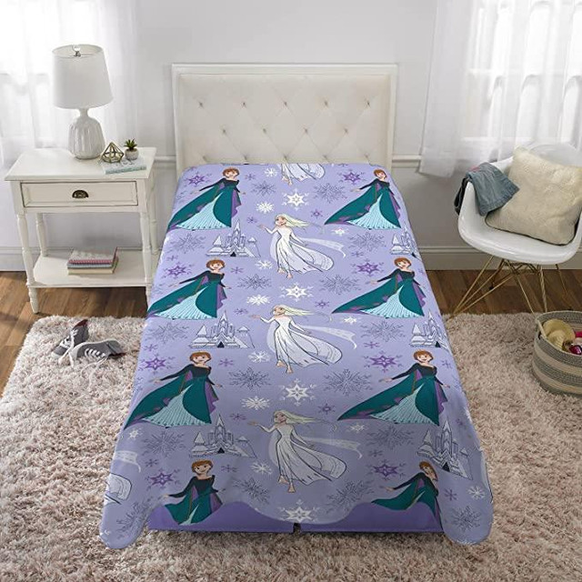 Disney Frozen Explore & Believe Sherpa Plush Throw Kids Blanket - Girls 60x90 Blanket Printed Princess Characters in Bedding