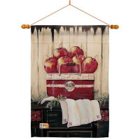 Breeze Decor Ruby Red Country Apple - Impressions Decorative Wood Dowel With String House Flag Set HS117046-BO-03