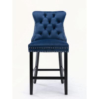 Rosdorf Park Contemporary Velvet Upholstered Barstools With Button Tufted Decoration And Wooden Legs