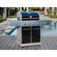 Kenmore Kenmore 4-Burner Propane Gas Grill with Searing Side Burner in Stainless Steel with Black Trim