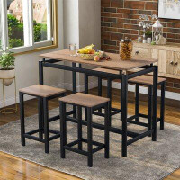 17 Stories 5-Piece Kitchen Counter Height Table Set, Industrial Dining Table With 4 Chairs