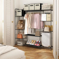 Rebrilliant Garment Rack With Double Shelves For Hanging Clothes 8