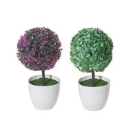 Primrue IH Casa Decor Artificial Topiary Ball Plant In White Pot Asstd - Set Of 2