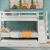 Harriet Bee Oahu Twin Over Twin Standard Bunk Bed with Trundle by Harriet Bee