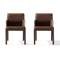 Corrigan Studio 30.71" Brown Solid Back Upholstered Arm Chair(Set of 2)