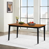 Latitude Run® Nova 60 Inch Rectangular Dining Table, Tapered Legs, Rich Oak Brown And Black