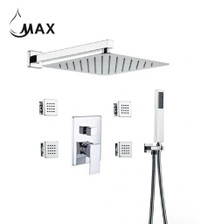 Wall Shower System Set Three Functions With 4 Body Jets In Chrome Finish