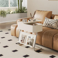 Hokku Designs Z Shaped Side Table With Storage, Modern Couch Tables That Slide Under, Small Z Shaped End Table For Couch