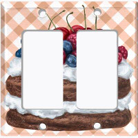 WorldAcc Metal Light Switch Plate Outlet Cover (Layered Chocolate Whipped Cream Berry - Double Rocker)