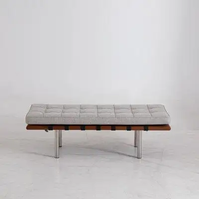 Hokku Designs Upholstered Tufted Bedroom Bench with Ash Wood Frame