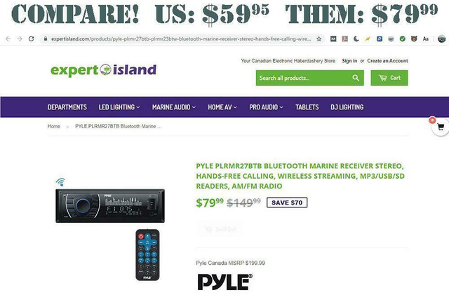 Pyle® PLRMR27BTB 300 Watt In-Dash Bluetooth Marine Stereo Receiver in Boat Parts, Trailers & Accessories - Image 4