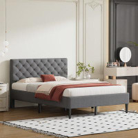 Red Barrel Studio Upholstered Linen Platform Bed