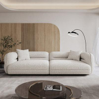 MABOLUS 110.24" Beigewhite Velvet Modular Sofa cushion couch