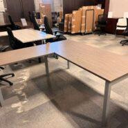 Global Newland L-Shape Desk with Metal Leg – 72 x 72 – Absolute Acajou in Desks in Kingston Area - Image 2