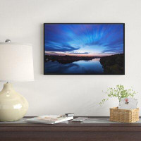 East Urban Home 'Blue Night Sky with River' Framed Graphic Art Print on Wrapped Canvas