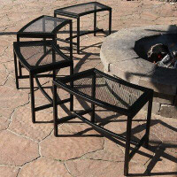Arlmont & Co. Haywood Mesh Metal Patio Fire Pit Bench
