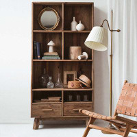 Eden Rim 35.43" Burlywood Standard Solid Wood Bookcases