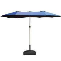 Ivy Bronx Lozan 15' x 8.7' Double Sided Market Patio Umbrella with Matching Mobile Base